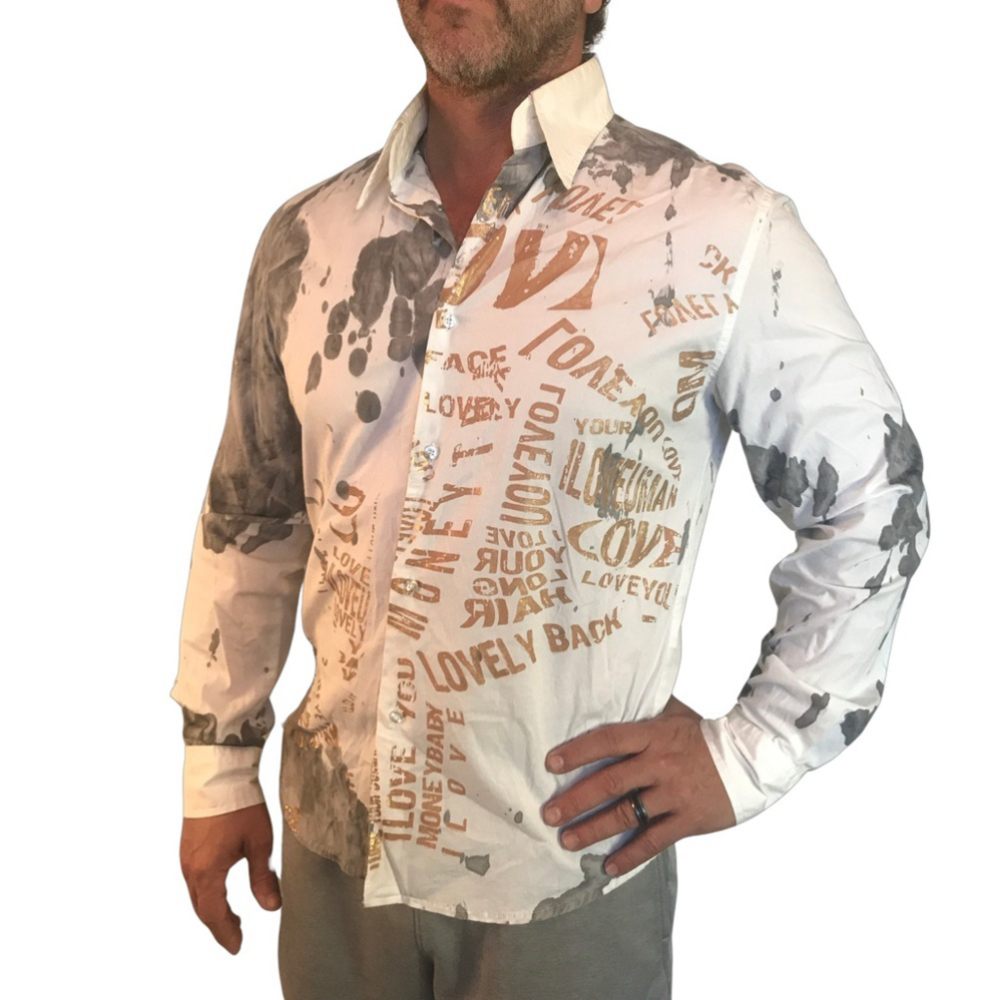 Vizzini long sleeve dress shirt icebreaker graffiti print sz M